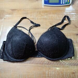 Victorias Secret Very Sexy Black Lace Sequin Push Up Bra 38D‎ Multi Strap Back